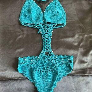 Handmade Teal Crochet Bikini